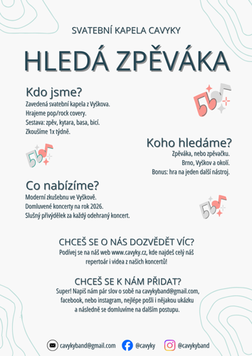 Hledáme zpěváka/zpěvačku do svatební kapely